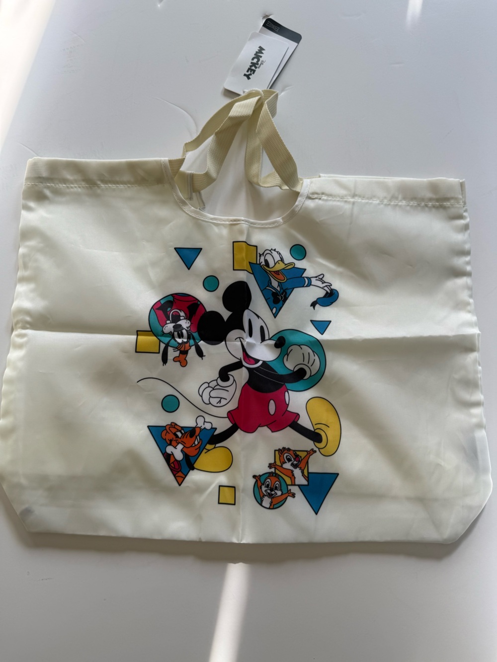 Disney Mickey Mouse Cream Tote Bag with Colorful Character Print 90’s inspired